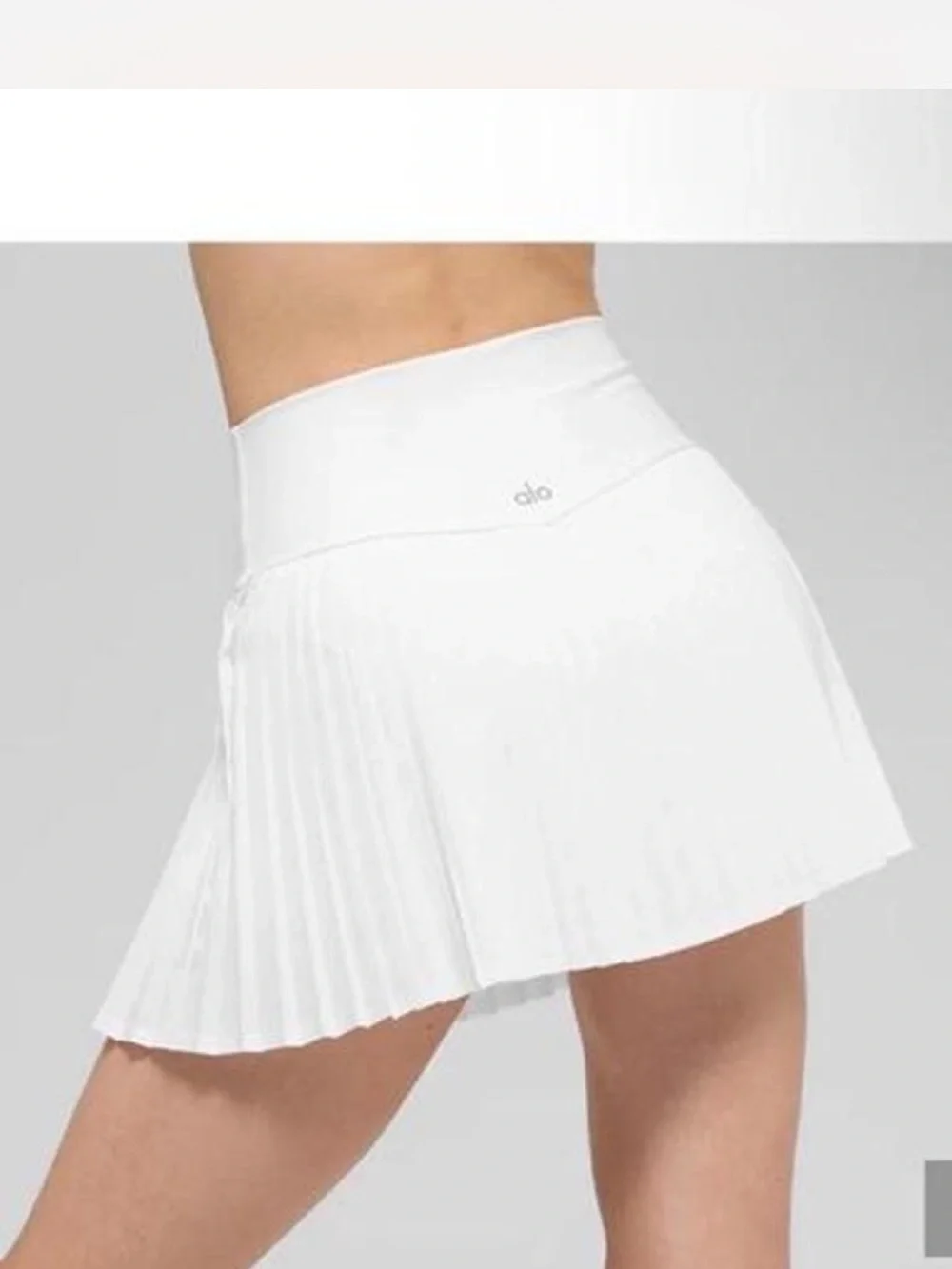 ALO Yoga White Pleated Skater Skirt